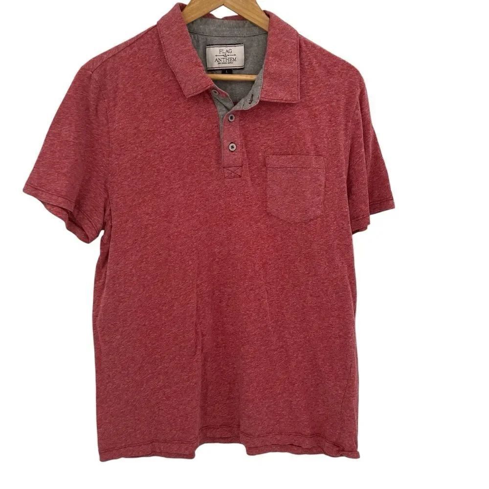 Flag and Anthem casual polo shirt in washed red size medium